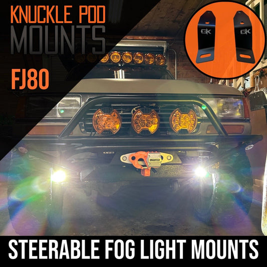 Toyota FJ80 Landcruiser Steerable Knuckle Pod Light Mounts (1990-1997)