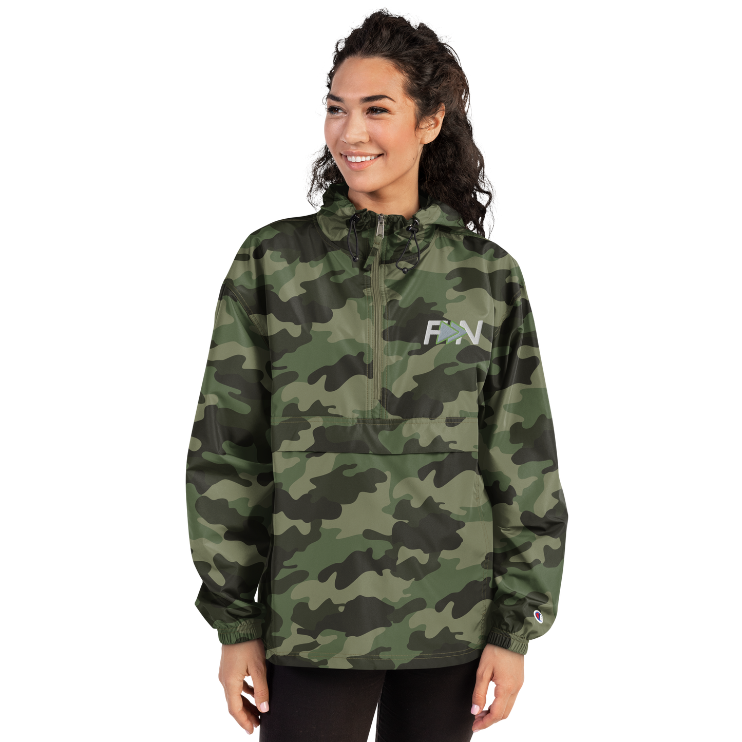 Forward Notion's Yankover Packable Jacket in Olive Green Camo