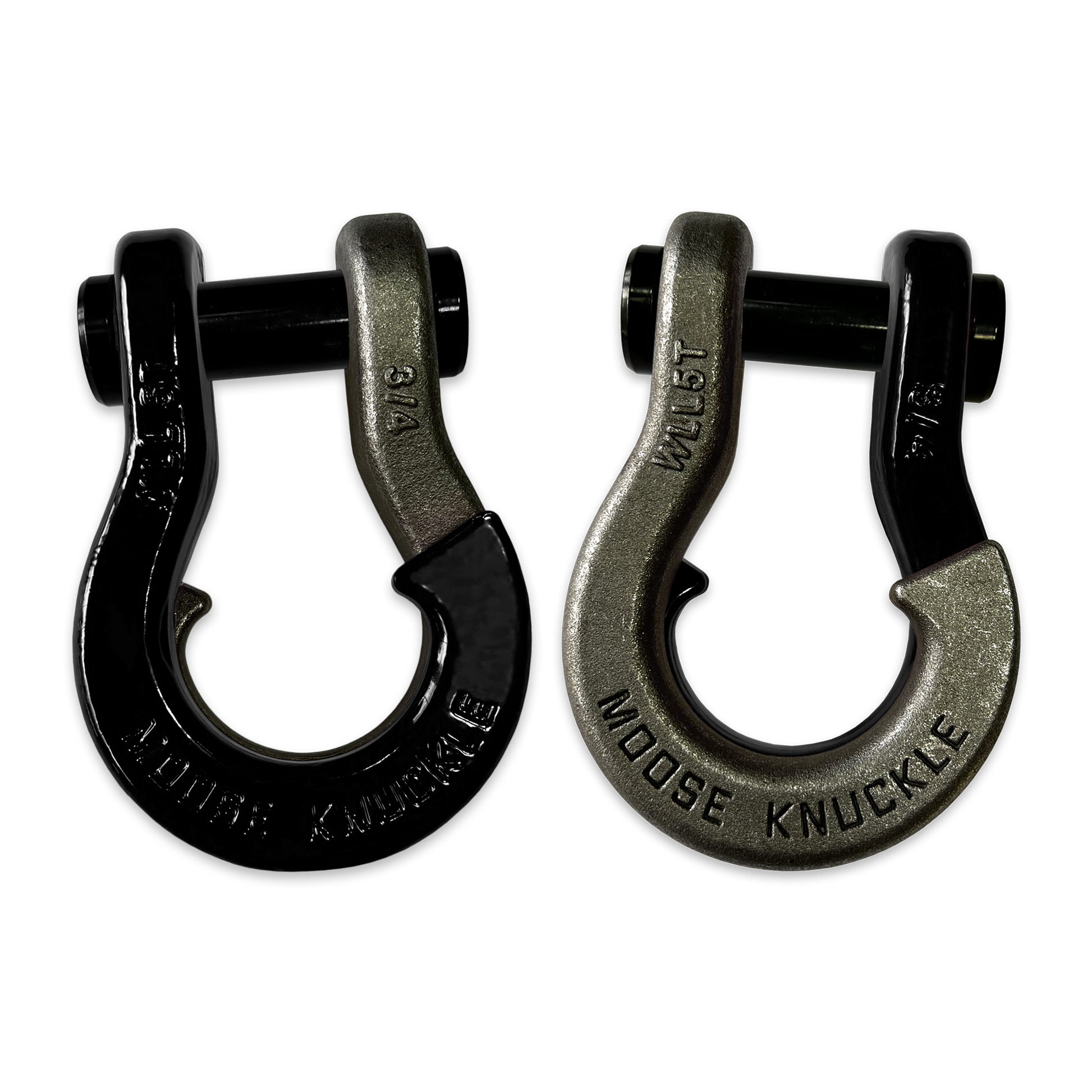Moose Knuckle's Jowl Recovery Split Shackle 3/4 in Black Hole and Raw Dog Combo