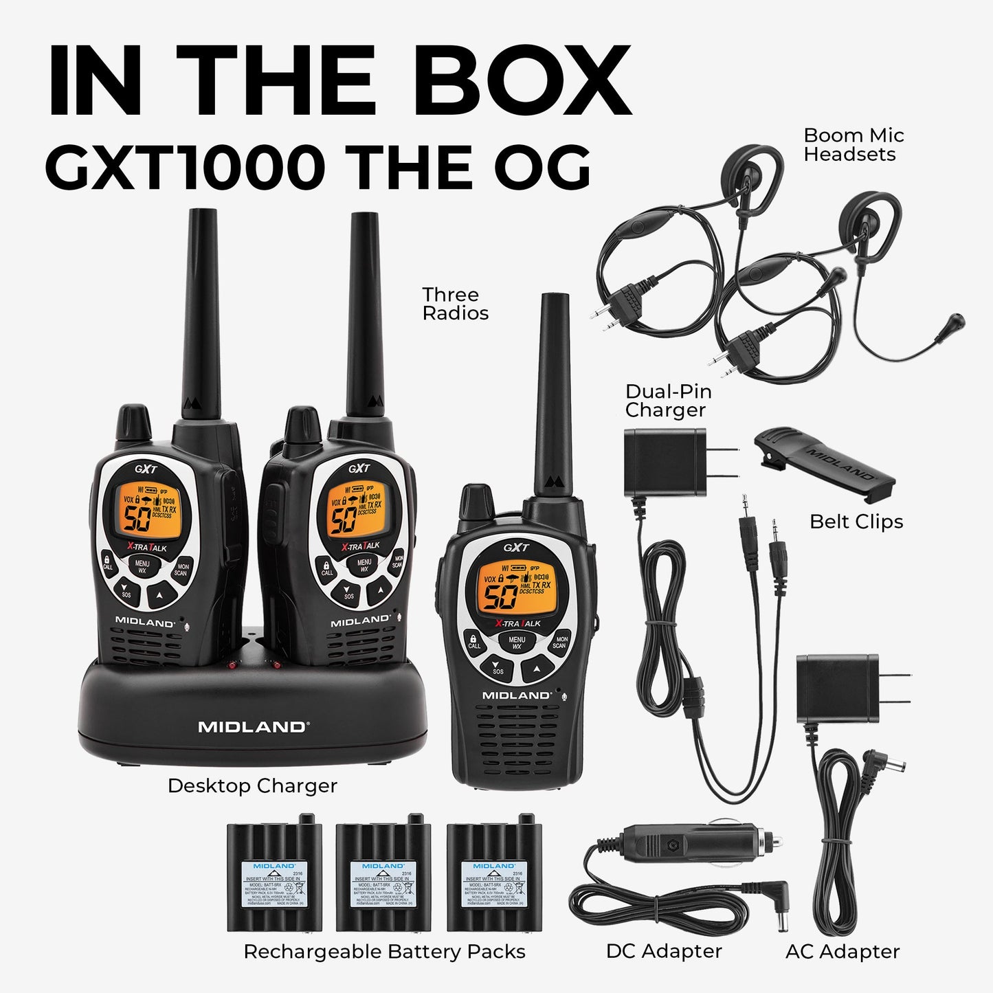 GXT1000 GMRS Walkie Talkie 3-Pack - GXT1000X3VP4