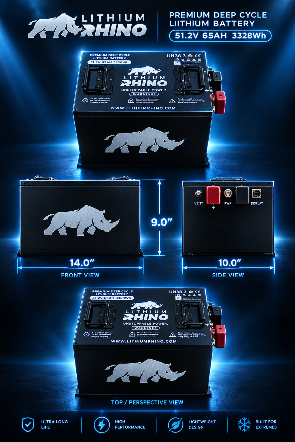 48V 65Ah Lithium Rhino Conversion Kit