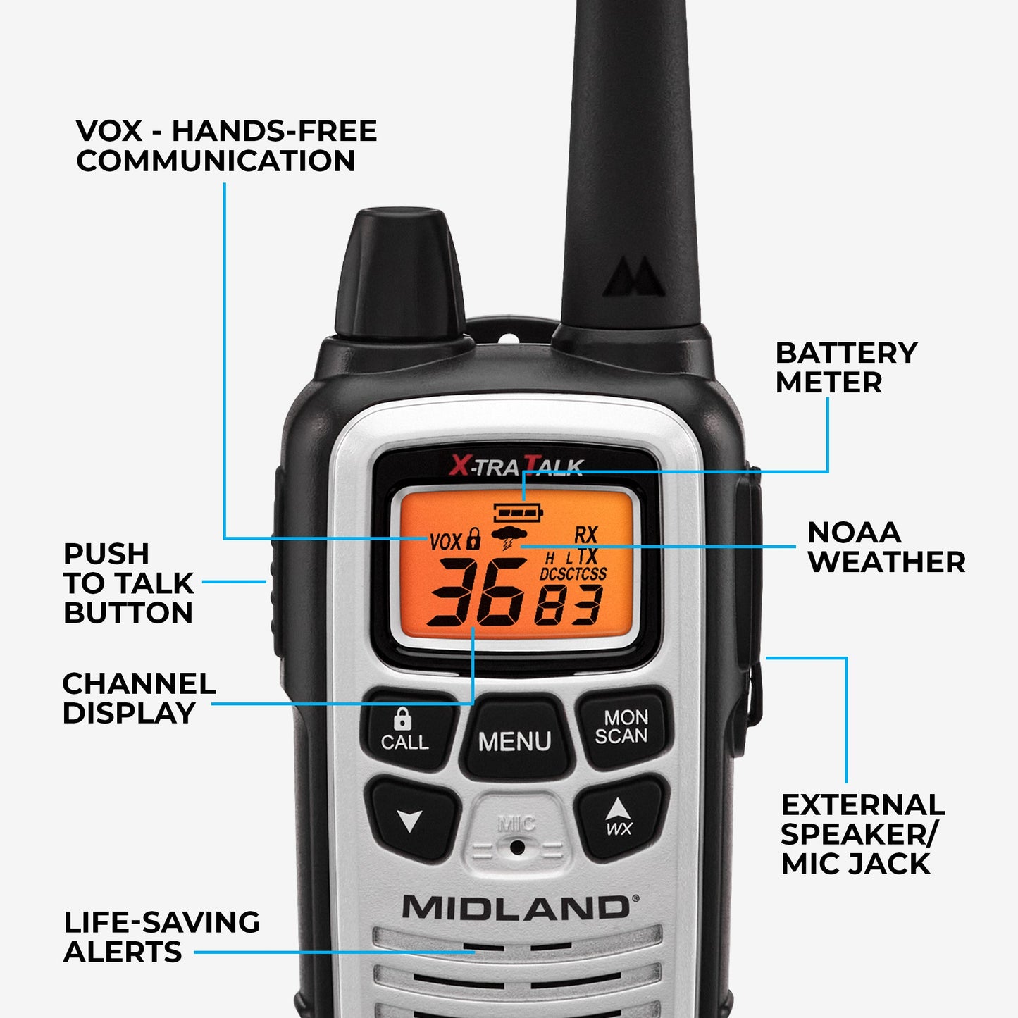 LXT600 FRS Walkie Talkie 2-Pack Silver - LXT600VP4