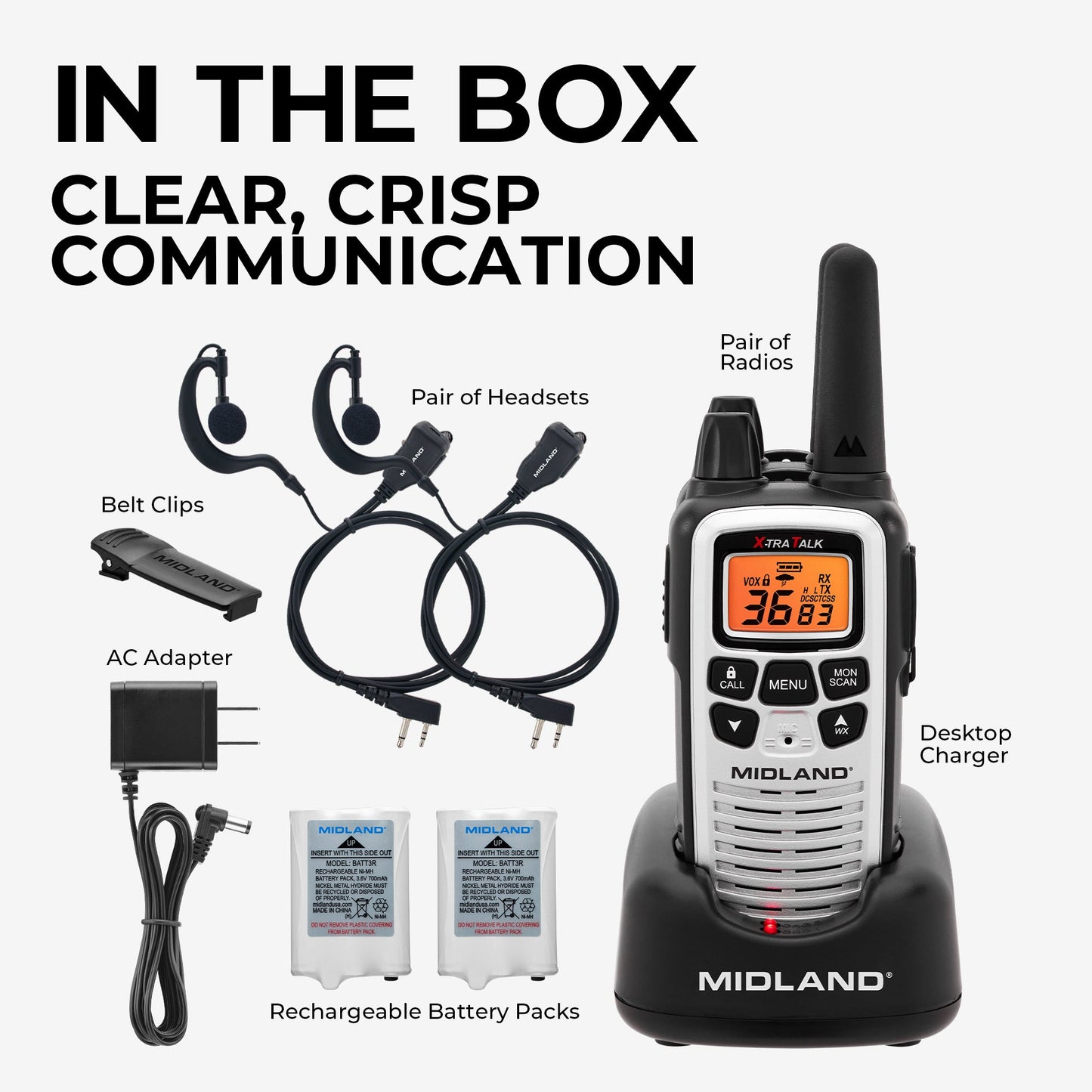 LXT600 FRS Walkie Talkie 2-Pack Silver - LXT600VP4
