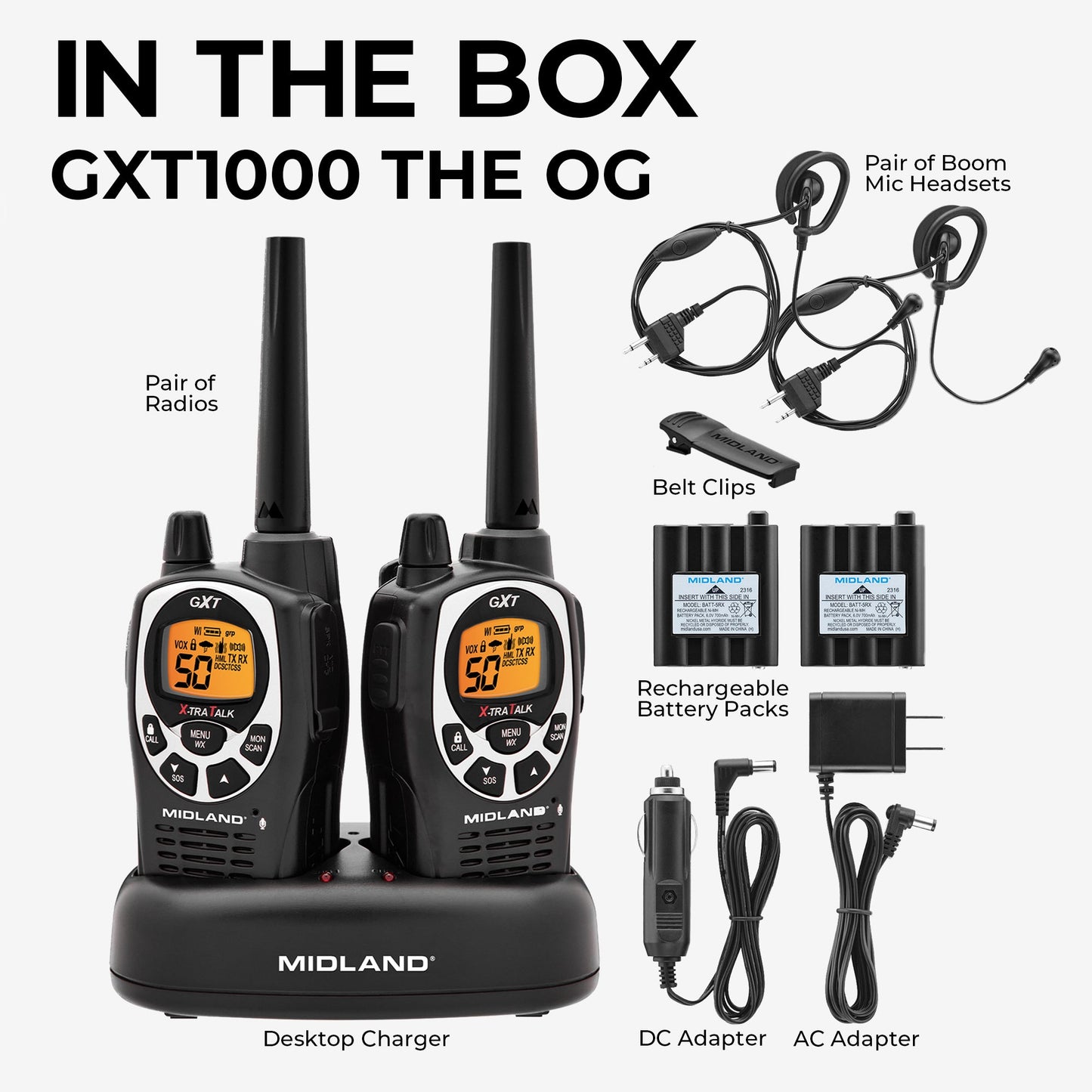 GXT1000 GMRS Walkie Talkie 2-Pack - GXT1000VP4