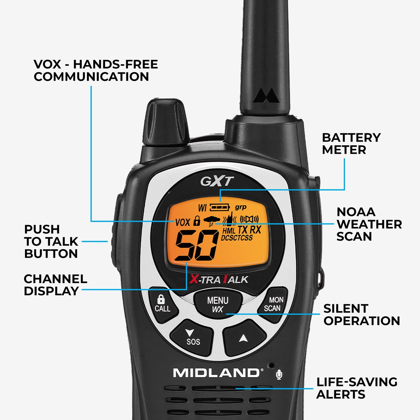GXT1000 GMRS Walkie Talkie 2-Pack - GXT1000VP4