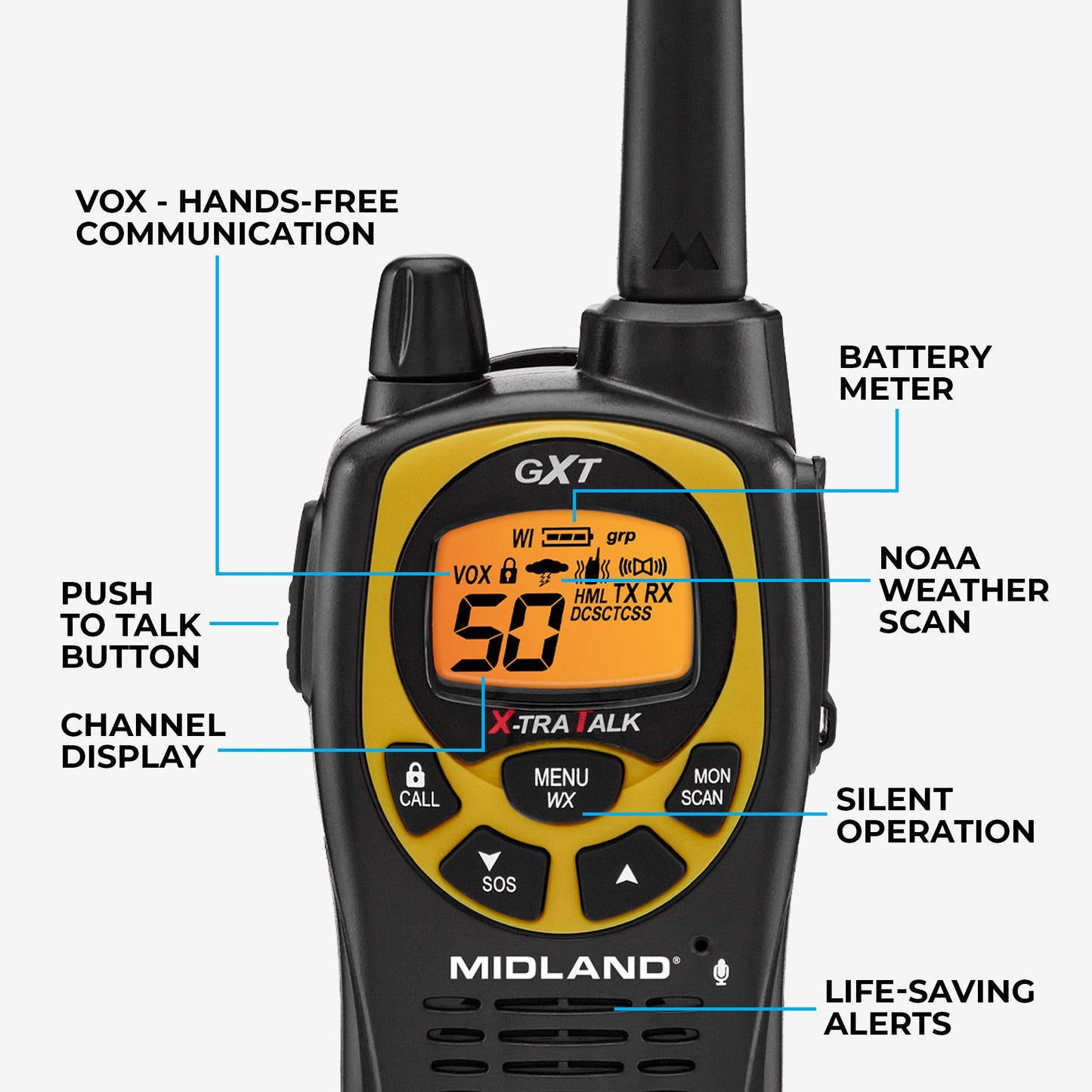 GXT1030 GMRS Walkie Talkie Yellow - GXT1030VP4