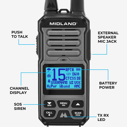 GXT67 GMRS 5‑Watt Walkie Talkie - GXT67PRO