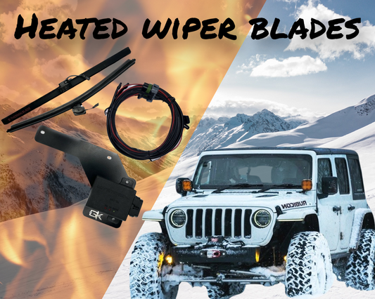 2018+ Jeep Wrangler JL and JT Heated Wiper Blades with Installation Brackets.