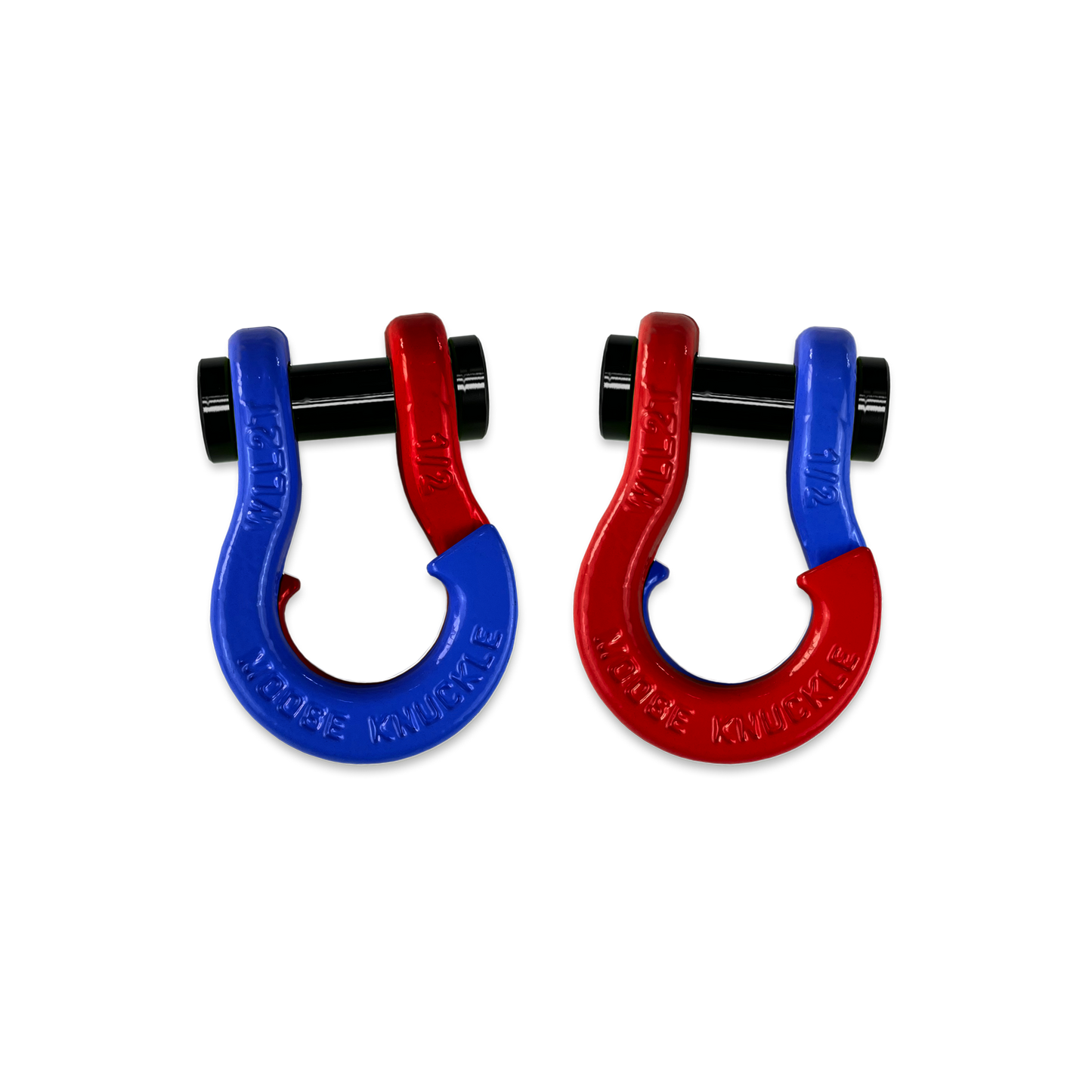 Jowl 1/2 inch SxS Split Shackle in Blue Balls and Flame Red Combo