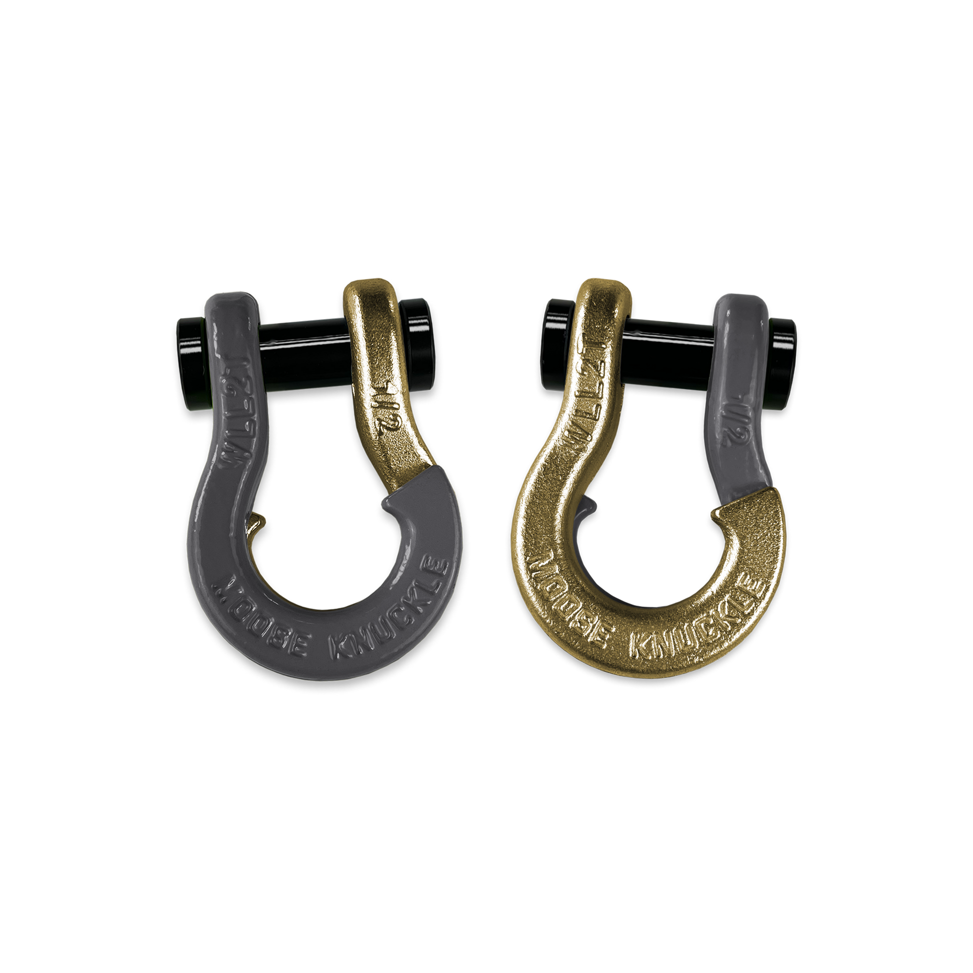 Jowl 1/2 inch SxS Split Shackle in Gun Gray and Brass Knuckle Combo