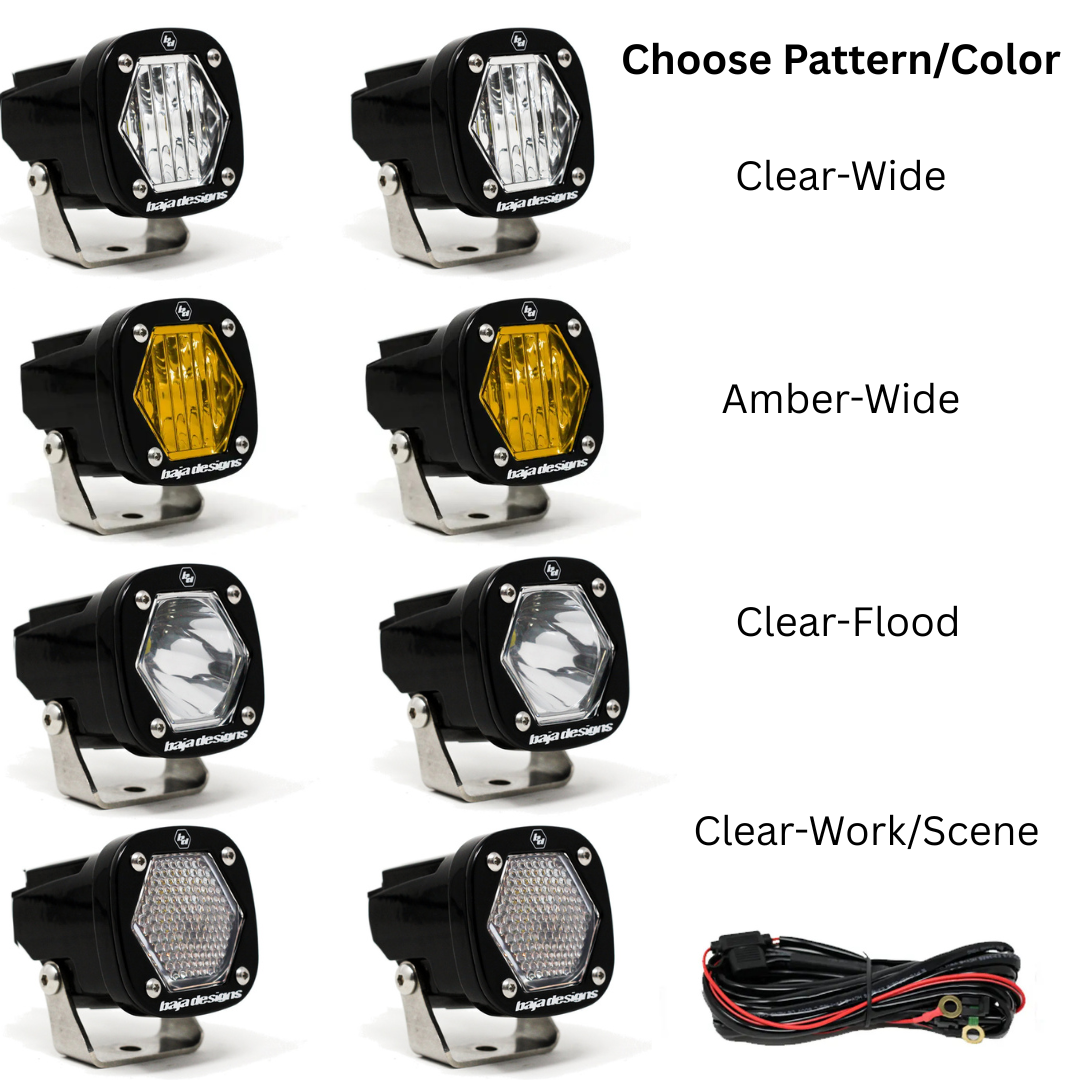 Baja Designs S1 Black LED Auxiliary Light Pod Pair - (Choose Color/Pattern)