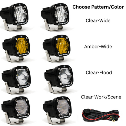 Baja Designs S1 Black LED Auxiliary Light Pod Pair - (Choose Color/Pattern)
