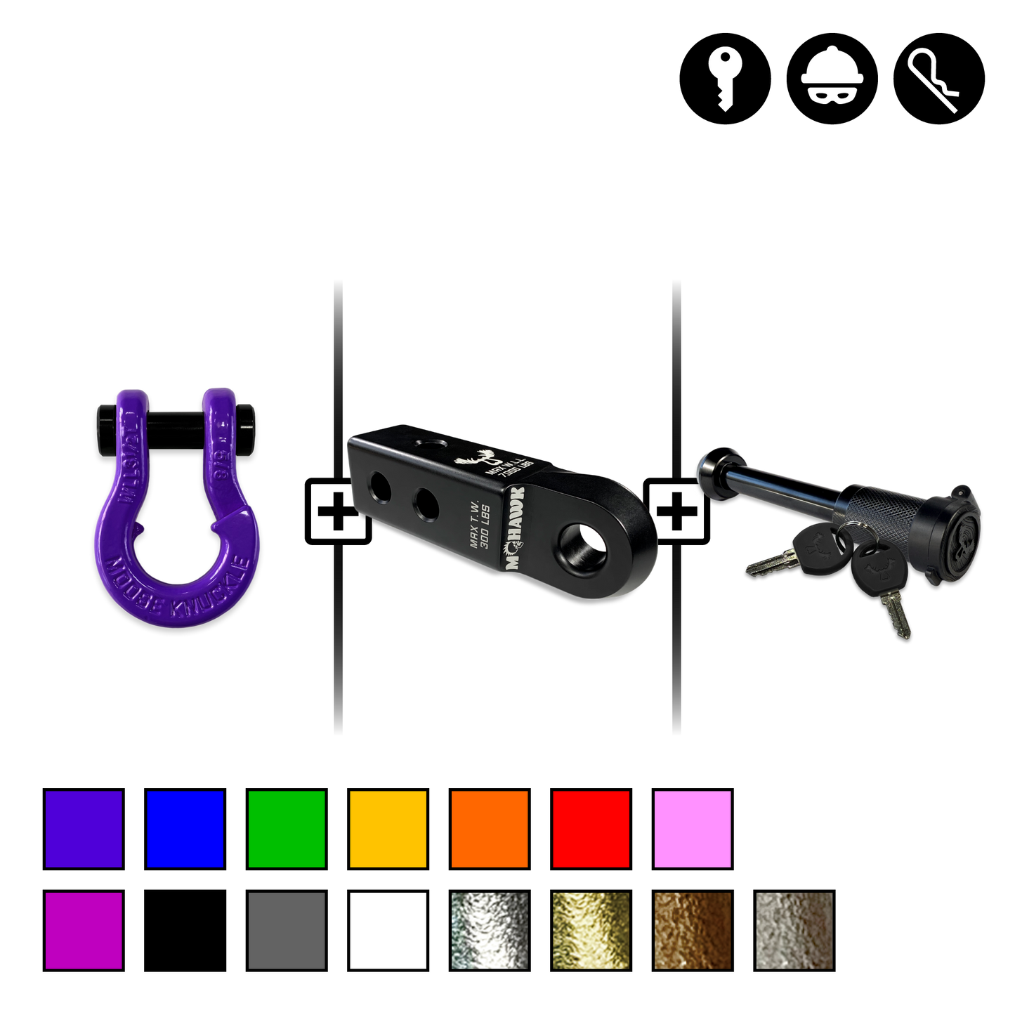 Jowl® 5/8 Split Shackle® Mohawk 2.0x5/8 Receiver and Hitch Pin Bundle