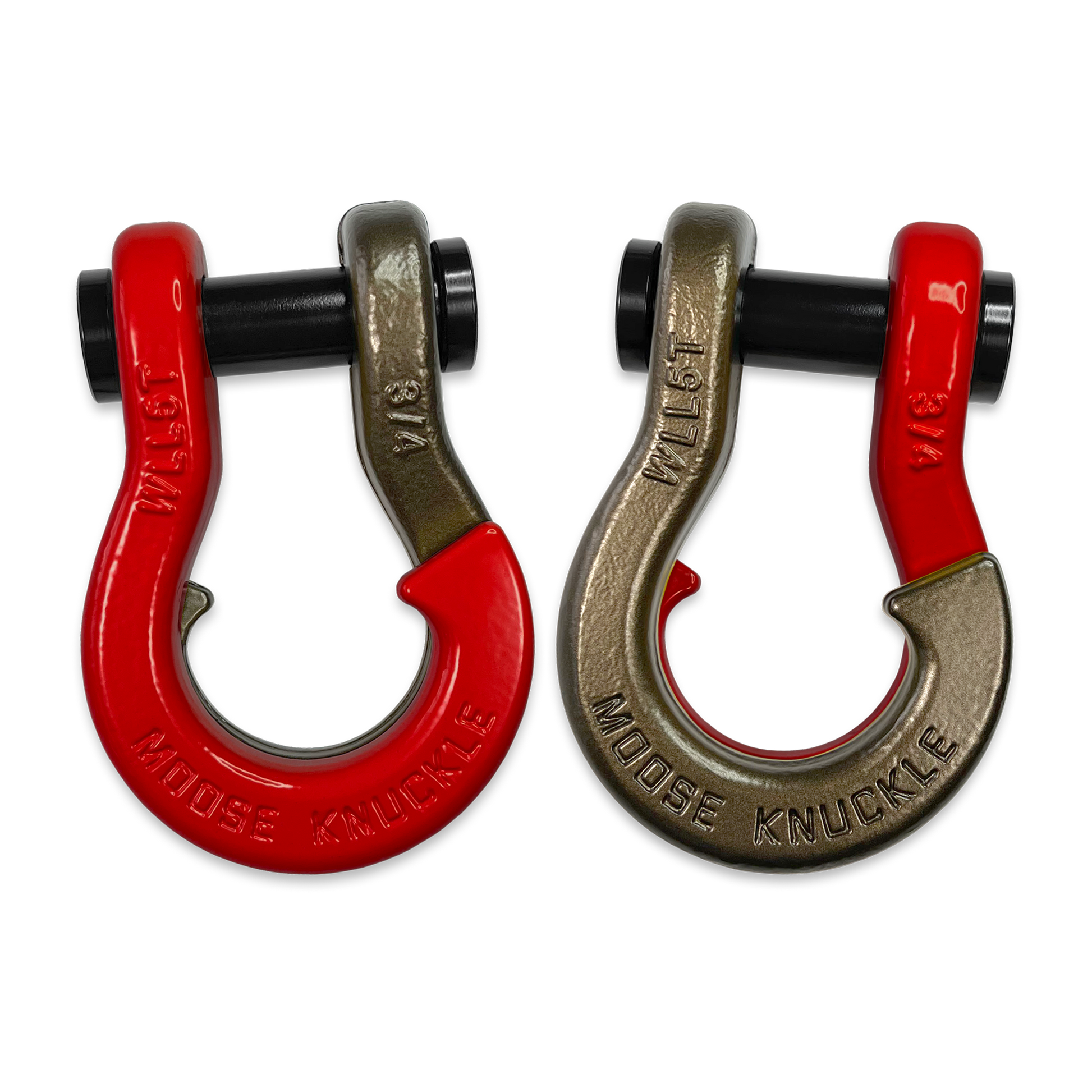 Moose Knuckle's Jowl Recovery Split Shackle 3/4 in Flame Red and Buff Bronze Combo