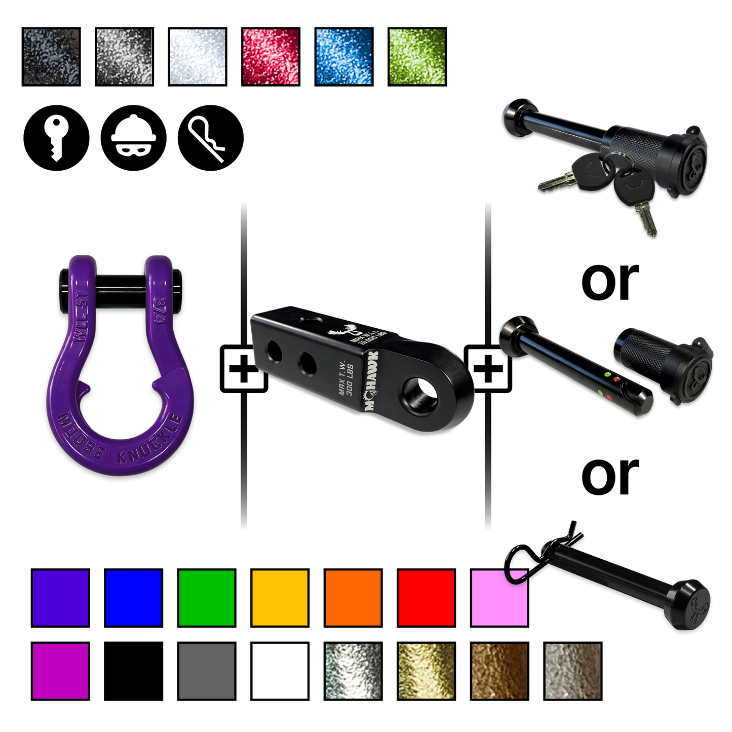 Jowl 3/4 Shackle Mohawk Receiver 2.0 Hitch Pin Bundle