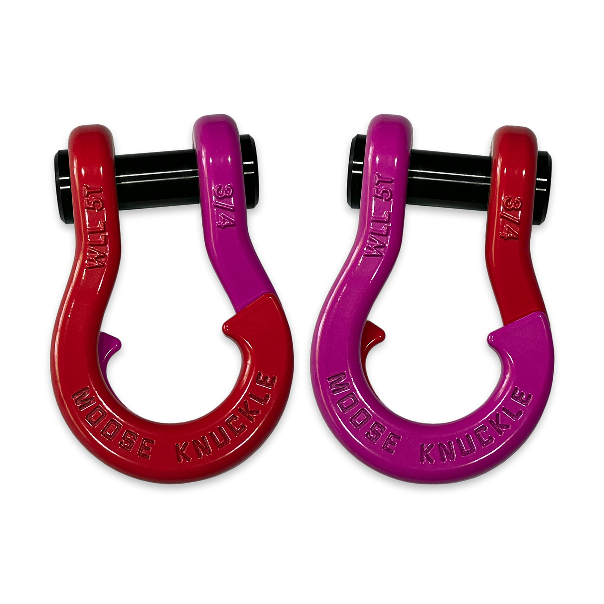 Moose Knuckle's Jowl Recovery Split Shackle 3/4 in Flame Red and POGO Pink Combo
