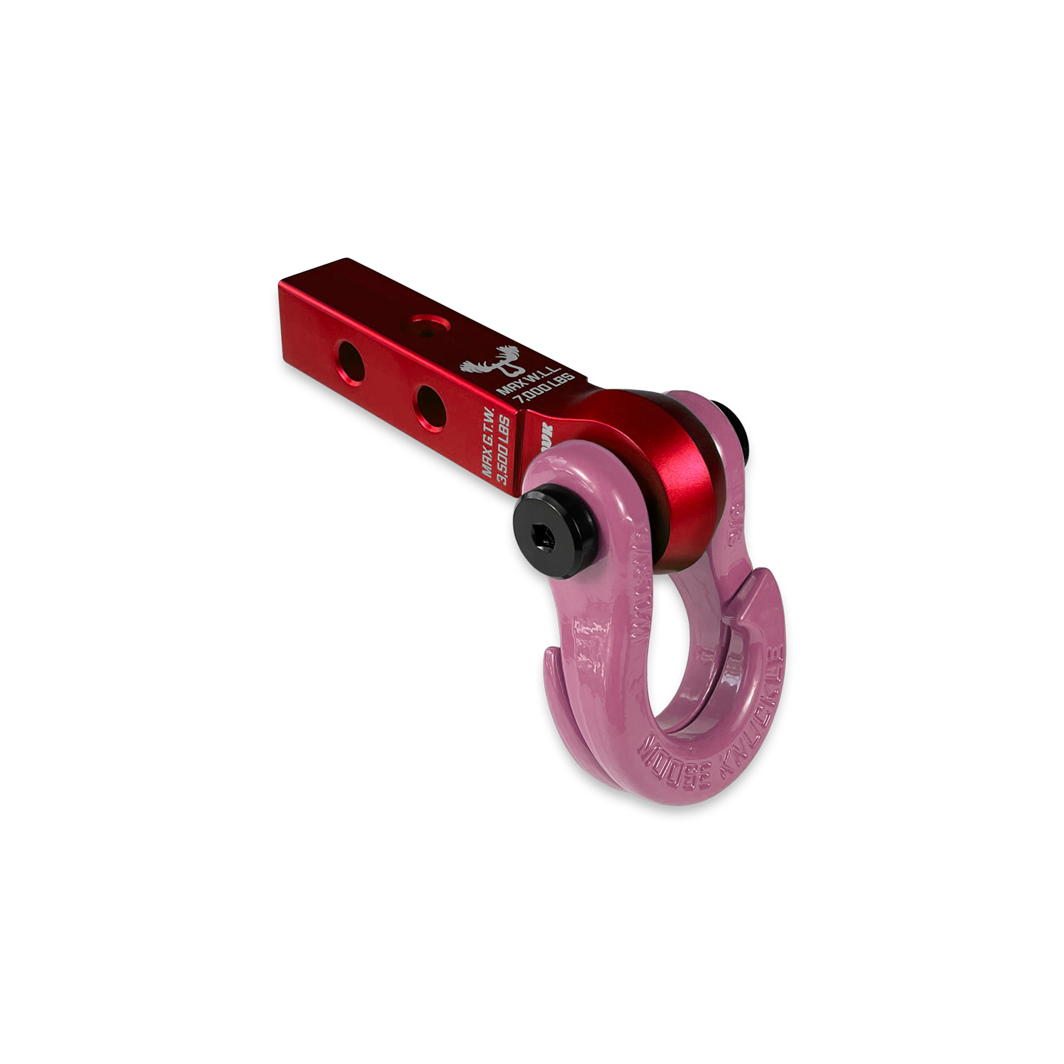 Jowl 5/8 Split Shackle & 1.25 Receiver (Red Rum and Pretty Pink) Left