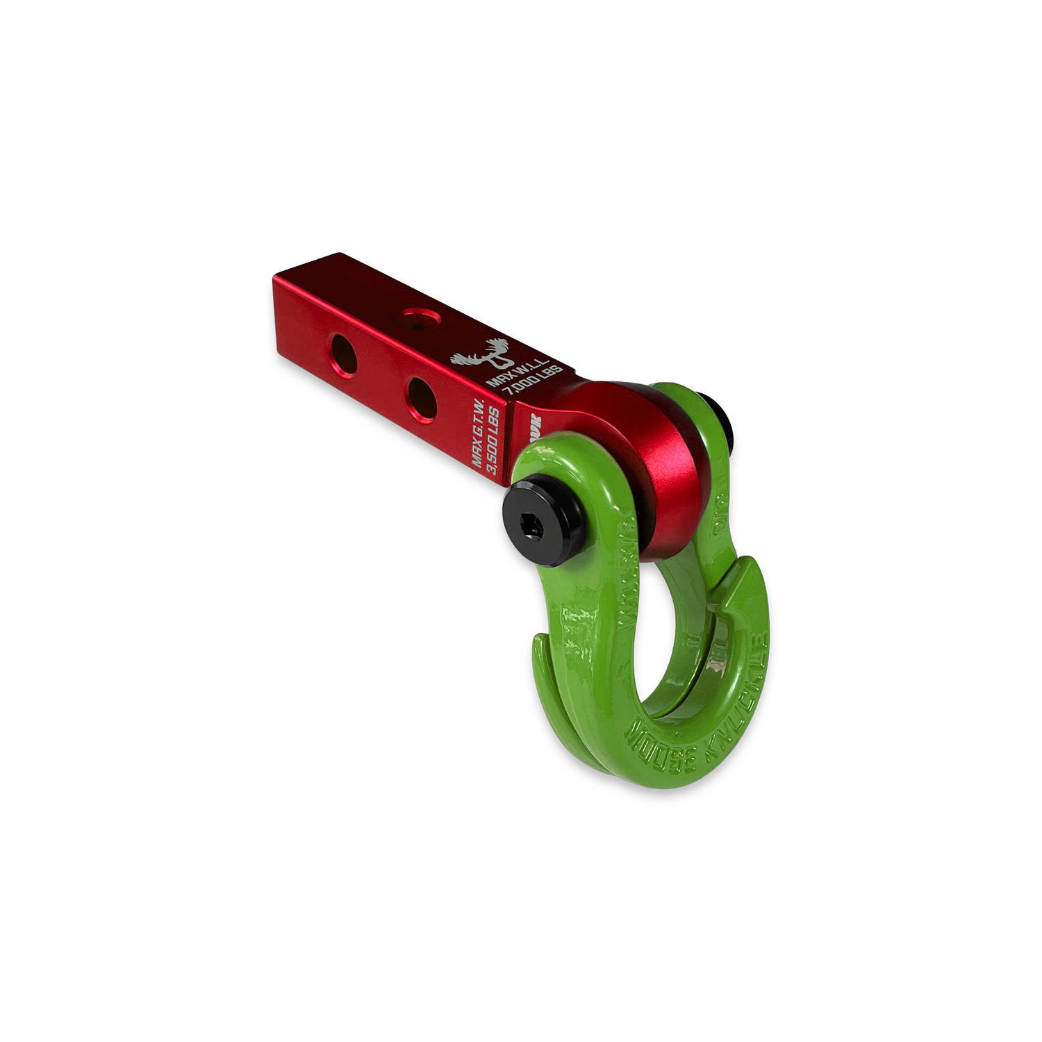 Jowl 5/8 Split Shackle & 1.25 Receiver (Red Rum and Sublime Green) Left 