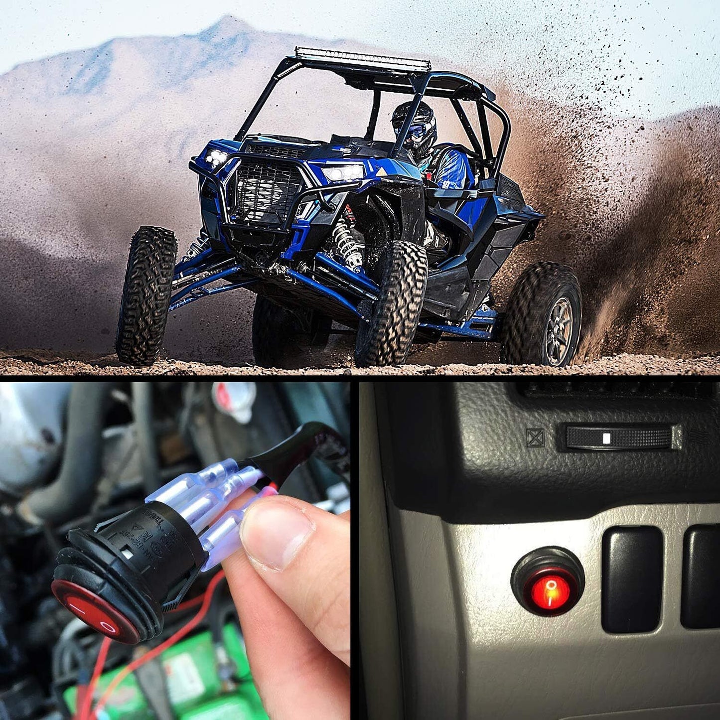 LED LIGHT BAR WIRING HARNESS KIT (2 LEADS 16AWG) WITH FUSE 12V 40A RELAY 3/4" ON/OFF SWITCH