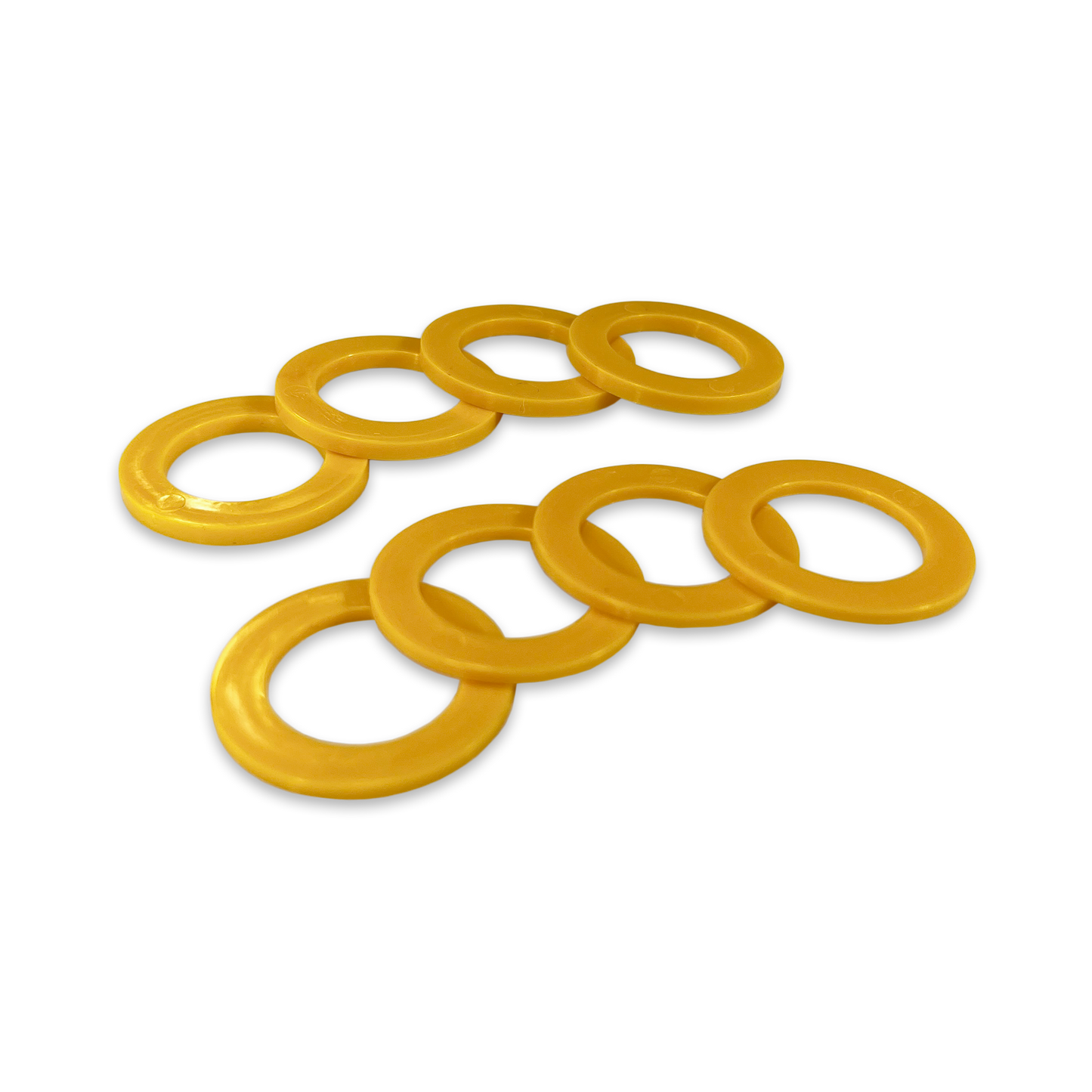Yellow Shackle Washers 3mm and 2mm Thick Isolators for Overland Recovery | Moose Knuckle Offroad Rattle Rings