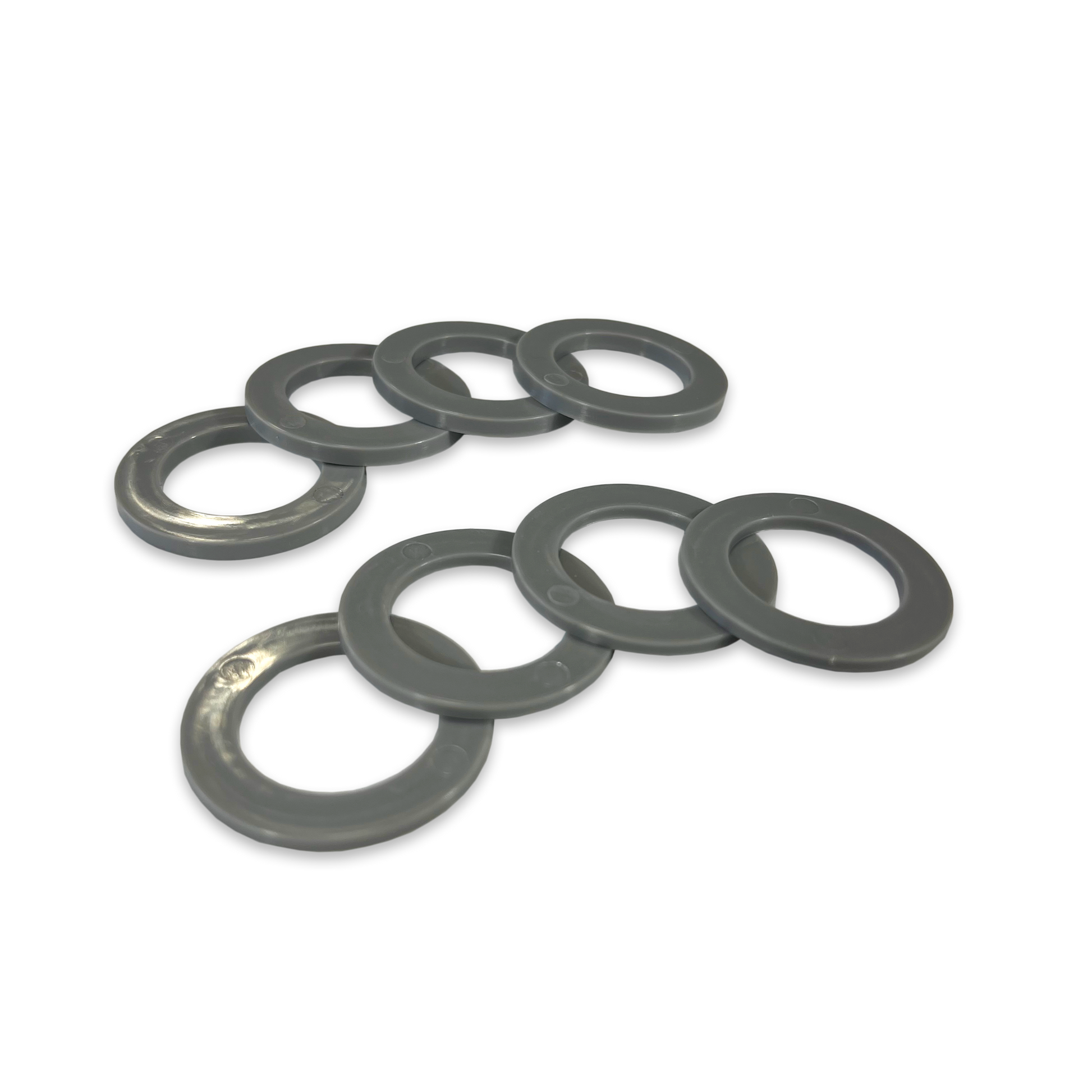 Gray Shackle Washers 3mm and 2mm Thick Isolators for Overland Recovery | Moose Knuckle Offroad Grey Rattle Rings