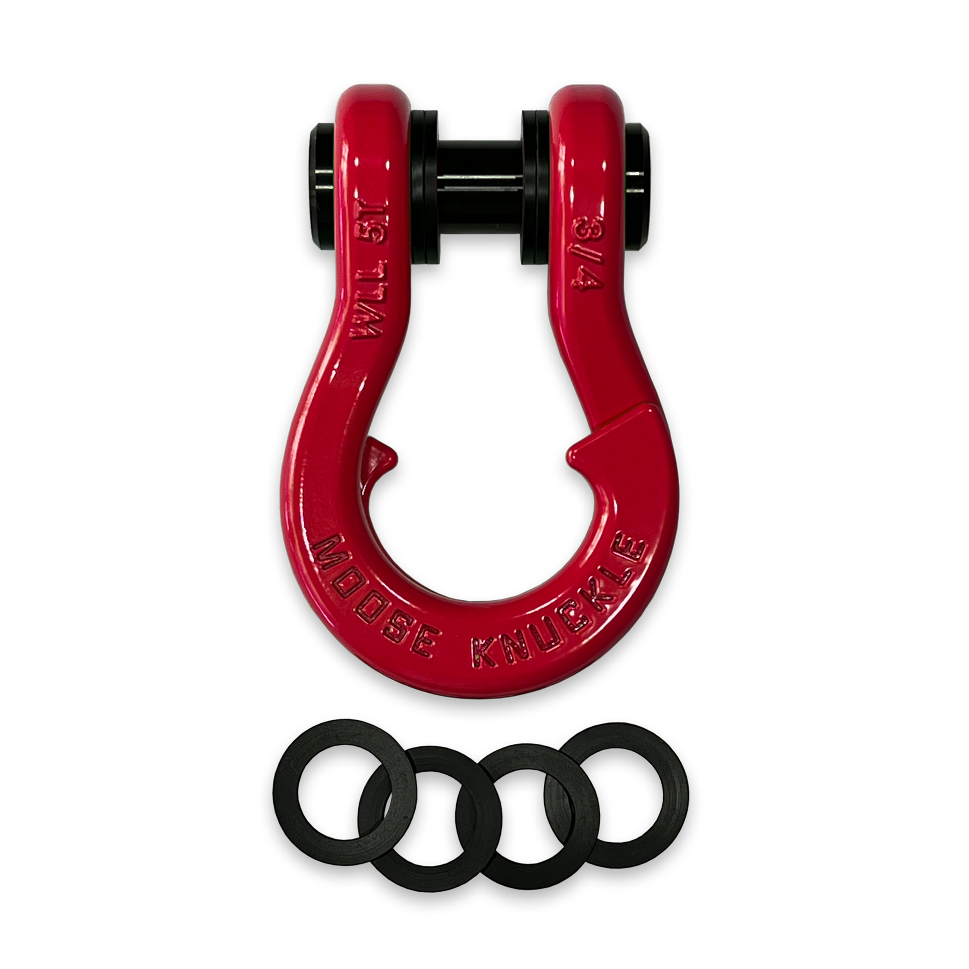 Moose Knuckle's Jowl Recovery Split Shackle 3/4 in Flame Red with 4 washers