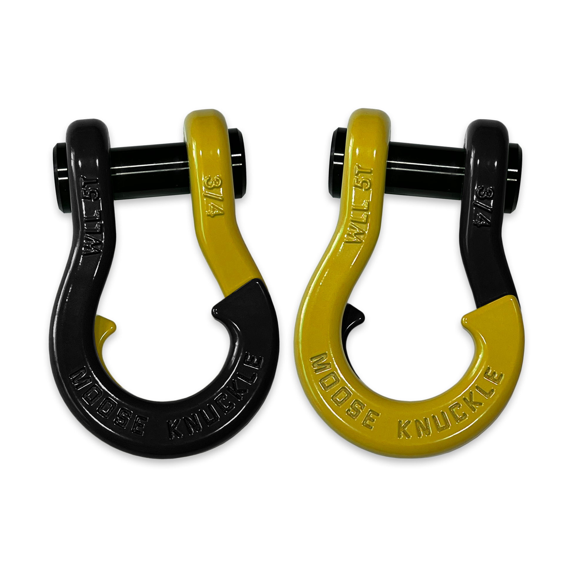 Moose Knuckle's Jowl Recovery Split Shackle 3/4 in Black Hole and Detonator Yellow Combo