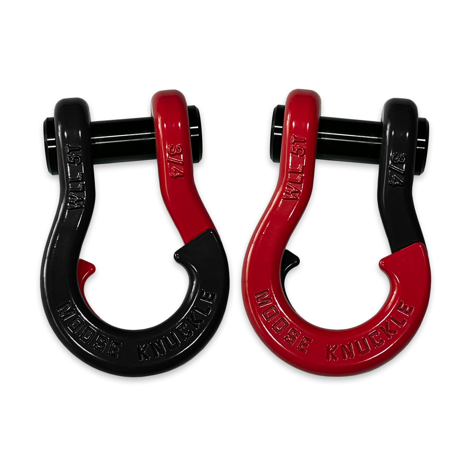 Moose Knuckle's Jowl Recovery Split Shackle 3/4 in Black Hole and Flame Red Combo