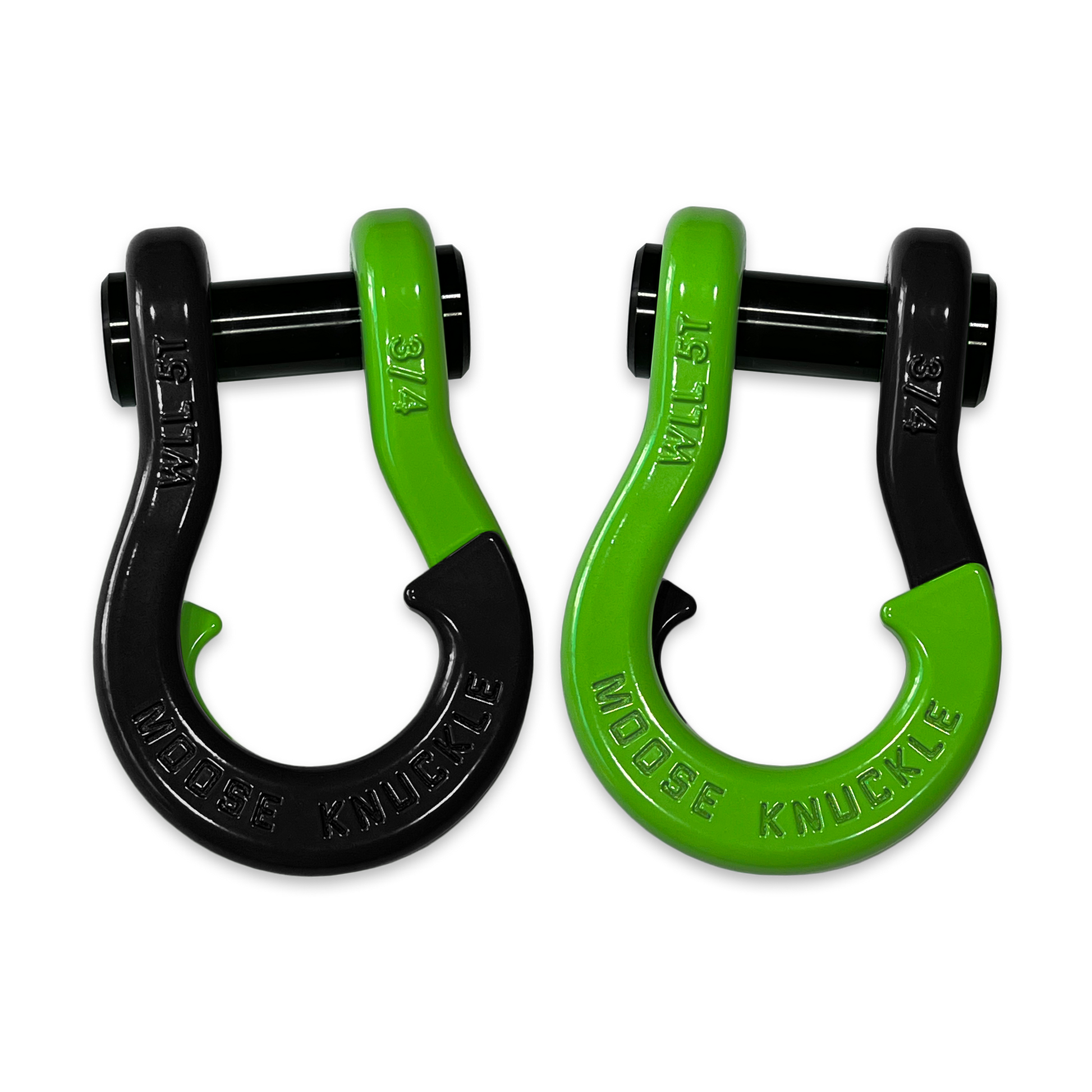 Moose Knuckle's Jowl Recovery Split Shackle 3/4 in Black Hole and Sublime Green Combo