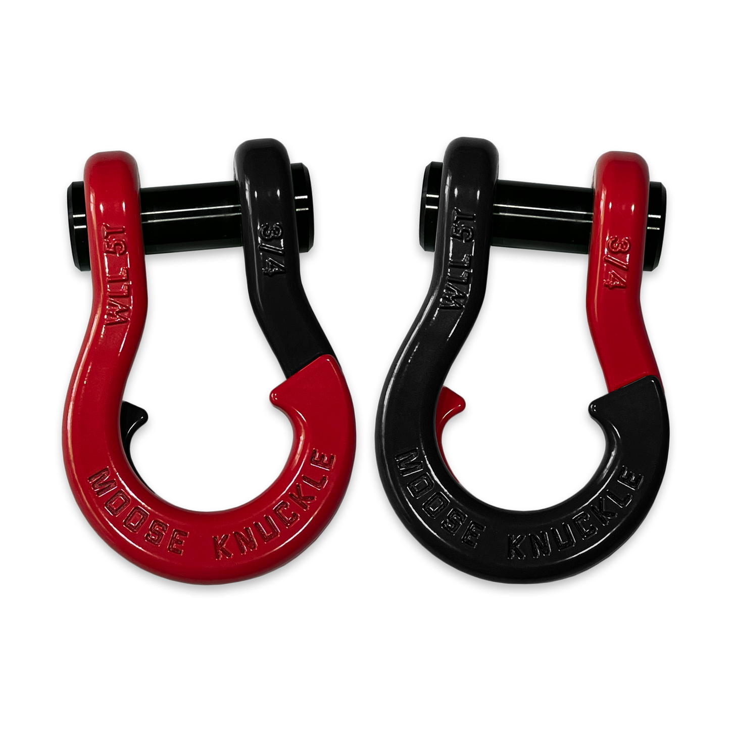 Moose Knuckle's Jowl Recovery Split Shackle 3/4 in Flame Red and Black Hole Combo