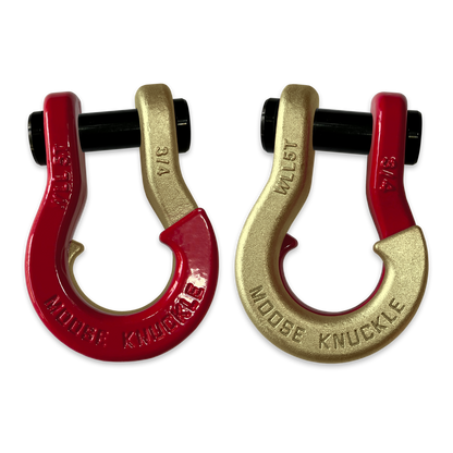 Moose Knuckle's Jowl Recovery Split Shackle 3/4 in Flame Red and Brass Knuckle Combo