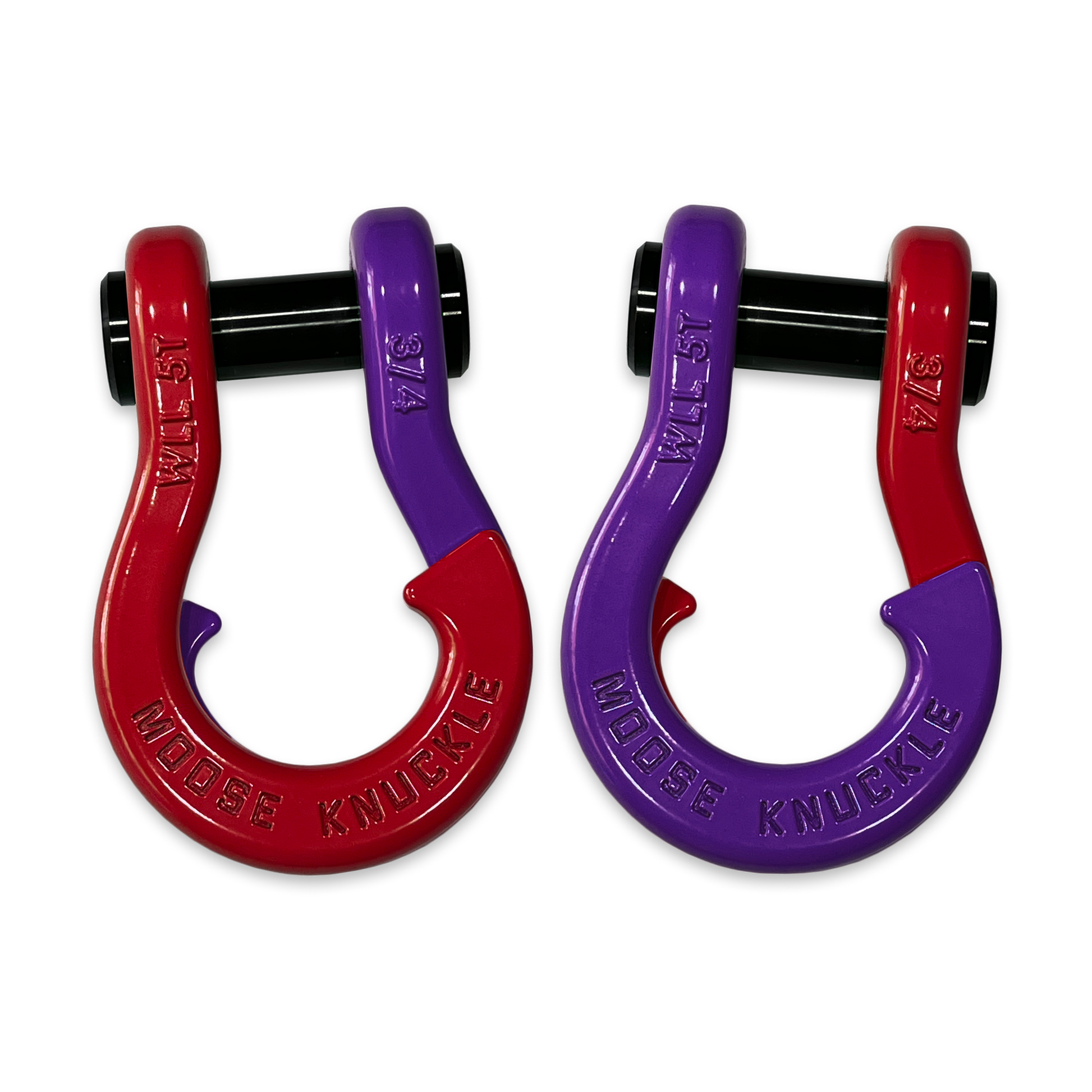 Moose Knuckle's Jowl Recovery Split Shackle 3/4 in Flame Red and Grape Escape Combo