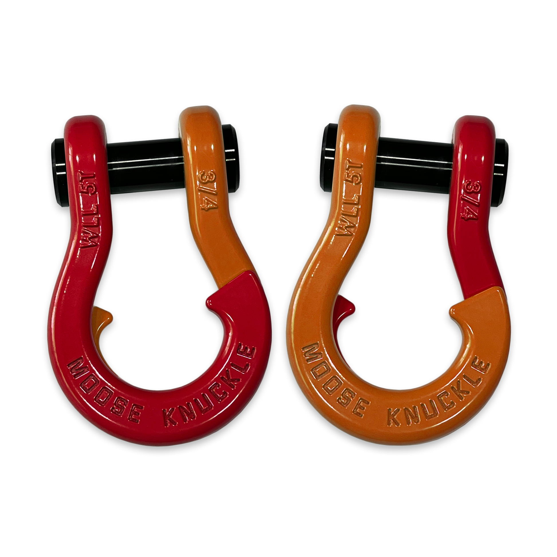 Moose Knuckle's Jowl Recovery Split Shackle 3/4 in Flame Red and Obscene Orange Combo