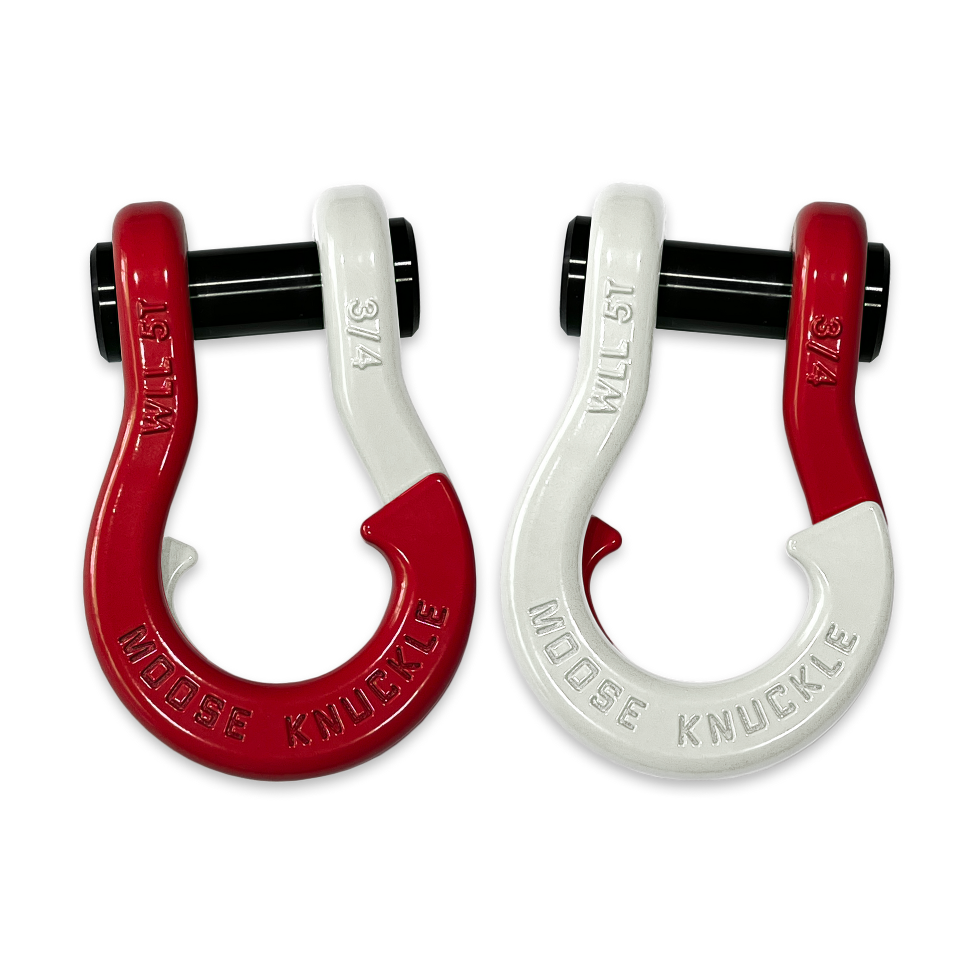 Moose Knuckle's Jowl Recovery Split Shackle 3/4 in Flame Red and Pure White Combo