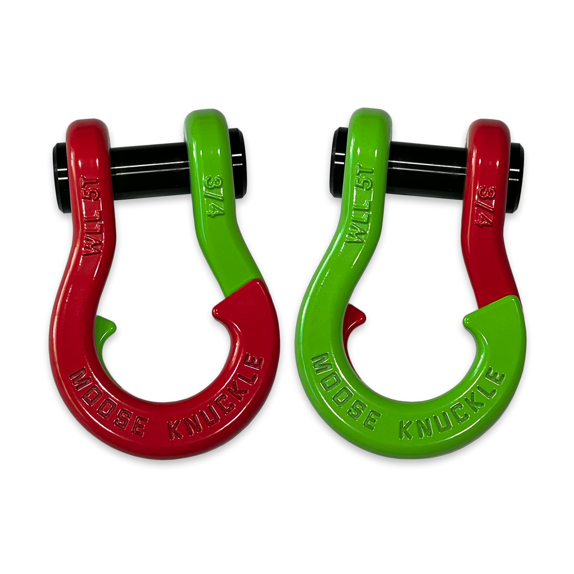 Moose Knuckle's Jowl Recovery Split Shackle 3/4 in Flame Red and Sublime Green Combo