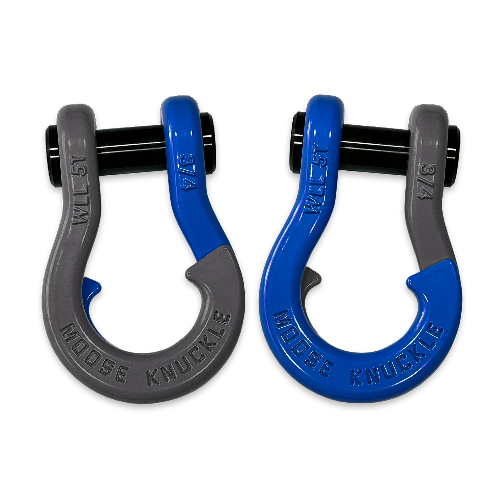 Moose Knuckle's Jowl Recovery Split Shackle 3/4 in Gun Gray and Blue Balls Combo