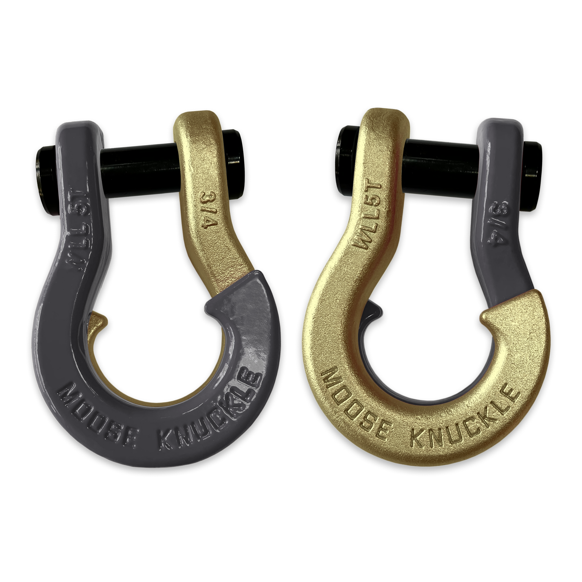 Moose Knuckle's Jowl Recovery Split Shackle 3/4 in Gun Gray and Brass Knuckle Combo