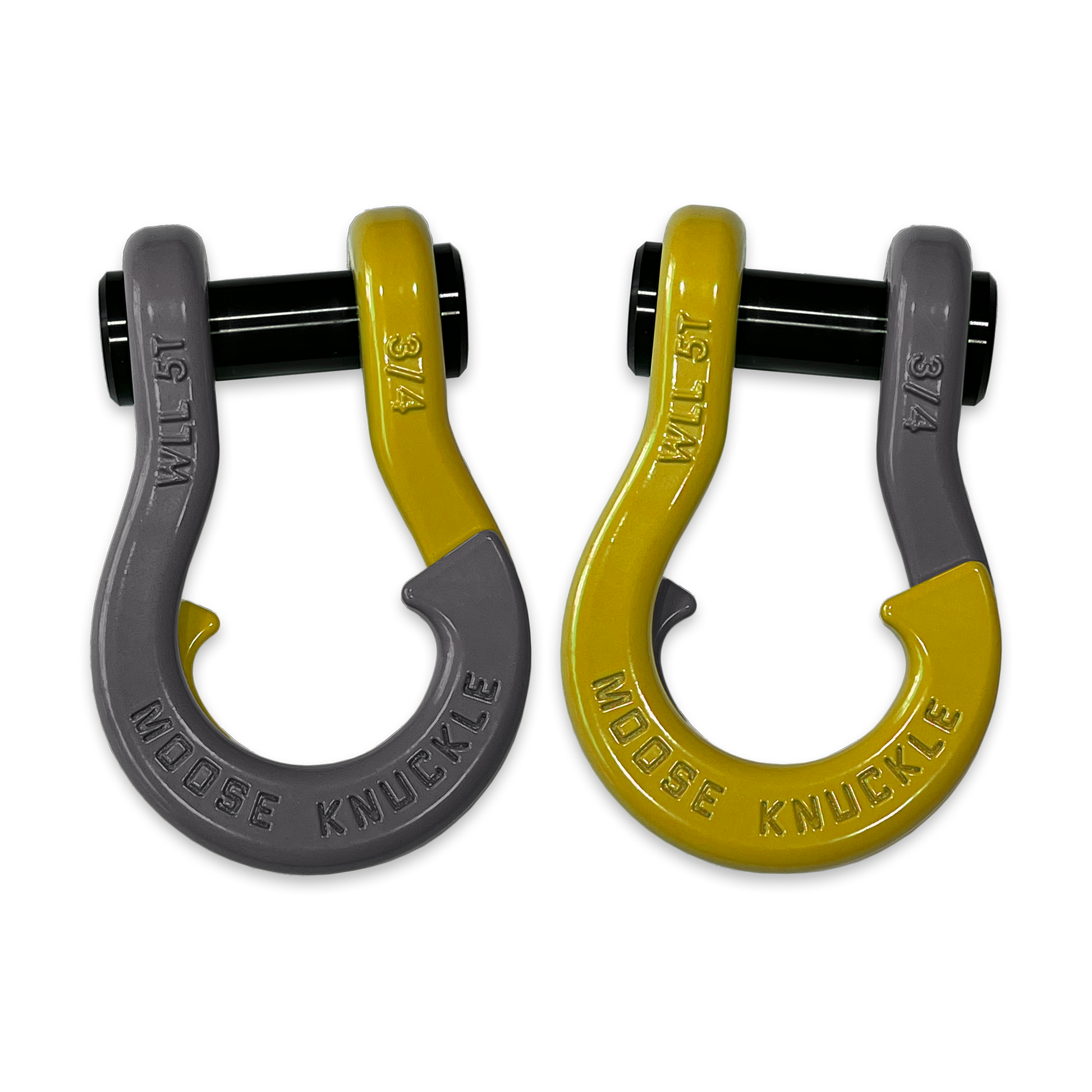 Moose Knuckle's Jowl Recovery Split Shackle 3/4 in Gun Gray and Detonator Yellow Combo