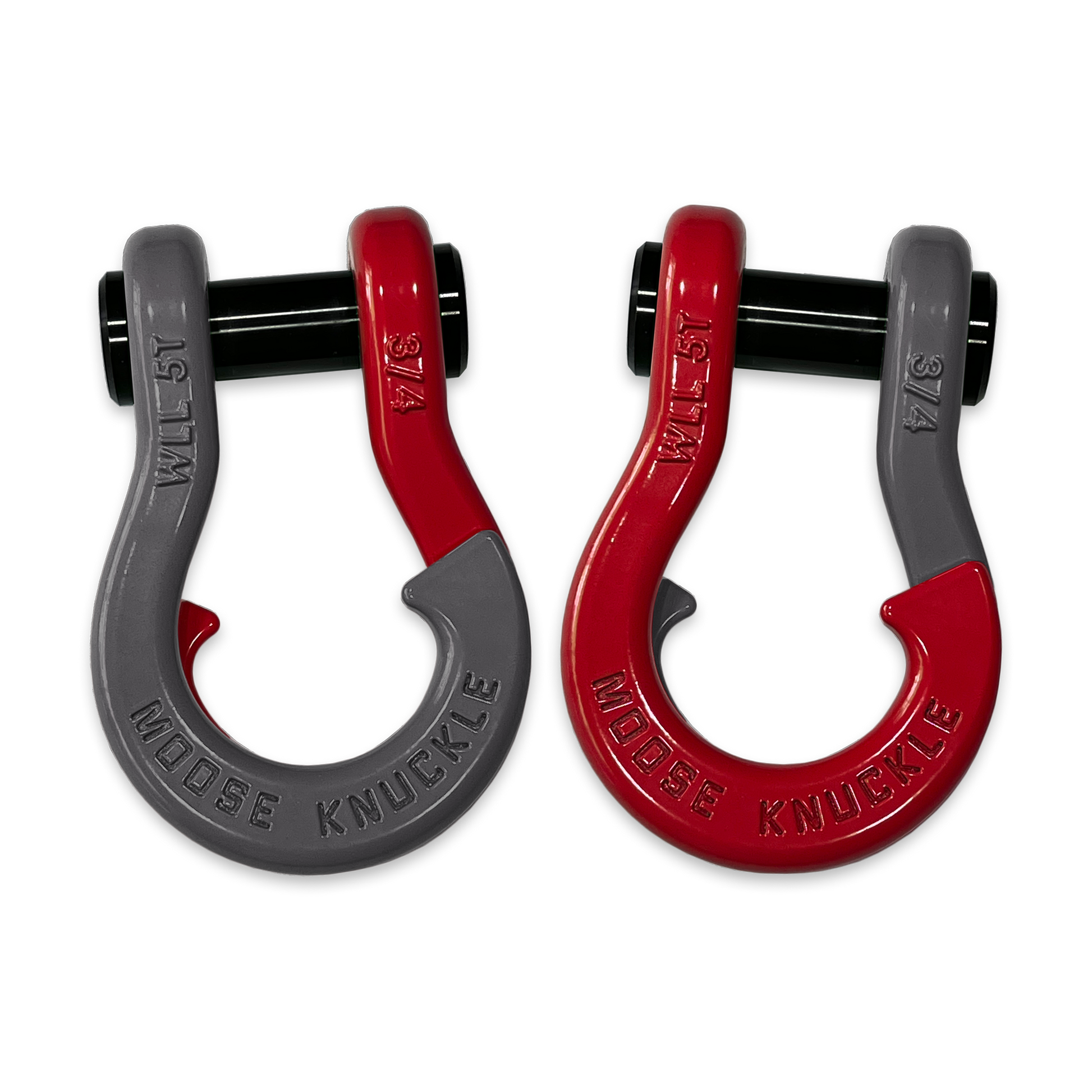 Moose Knuckle's Jowl Recovery Split Shackle 3/4 in Gun Gray and Flame Red Combo
