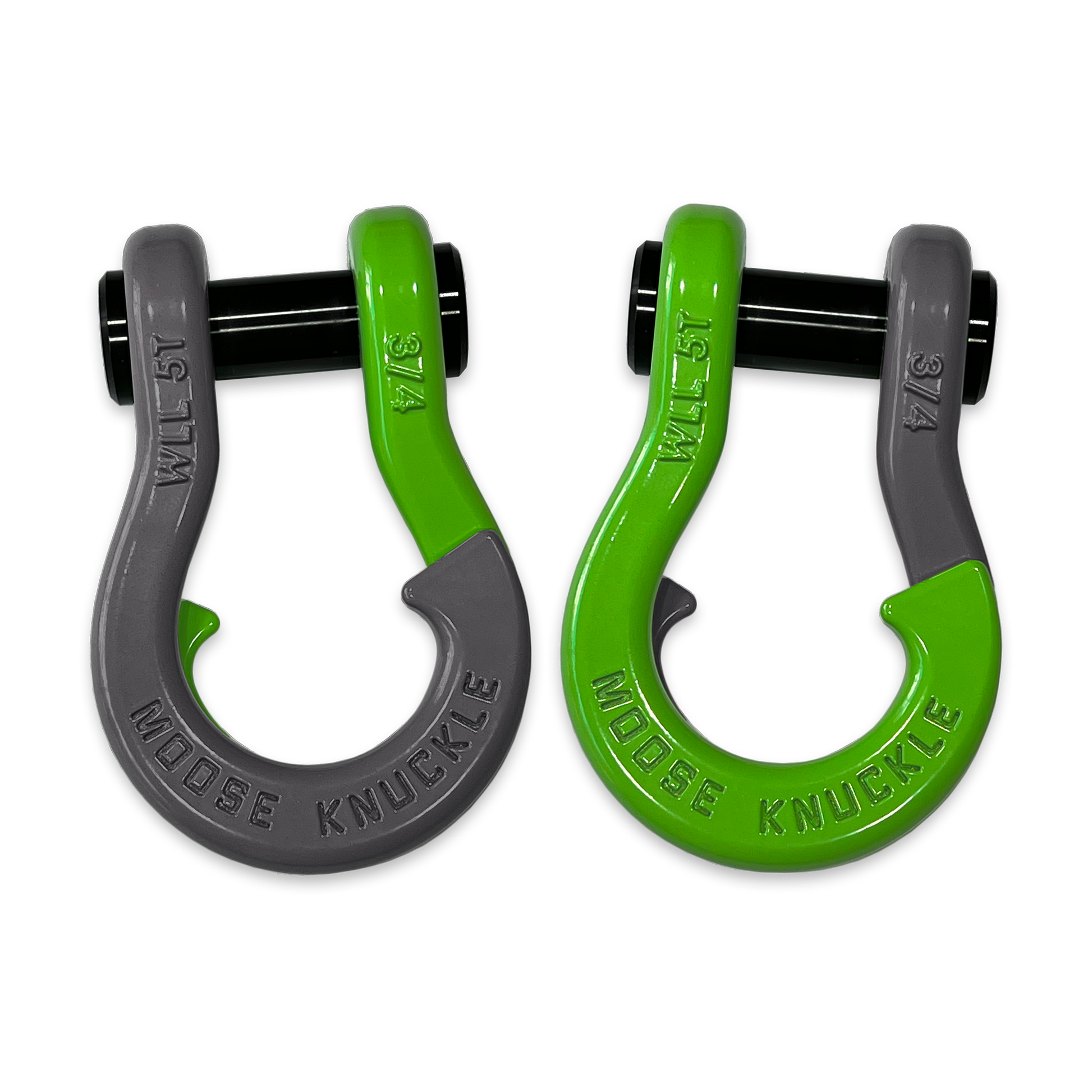 Moose Knuckle's Jowl Recovery Split Shackle 3/4 in Gun Gray and Sublime Green Combo