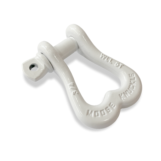 Moose Knuckle XL Pure White Bow D-Ring 3/4" Shackle for Off-Road Closed Loop 4x4 and SxS Vehicle Recovery